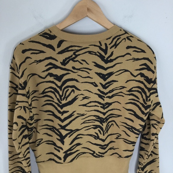 Madewell NWT crop shrunken tiger stripe sweatshirt - Picture 5 of 11